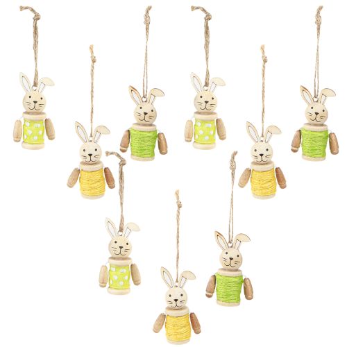 Article Lapins de Pâques à suspendre Décoration de Pâques bois jute H6,5cm 9 pcs