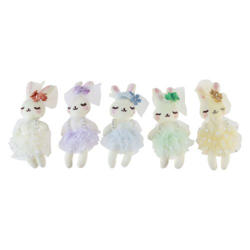 Lapin de Pâques décoration lapin fille en peluche 12cm 5 pcs
