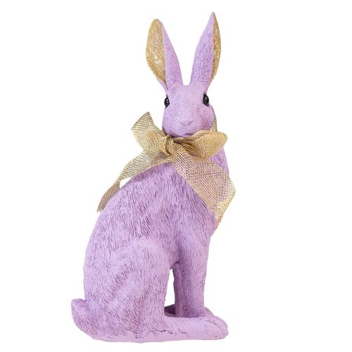Floristik24 Décoration de lapin de Pâques, lapin violet et doré, figurine décorative assise H25cm