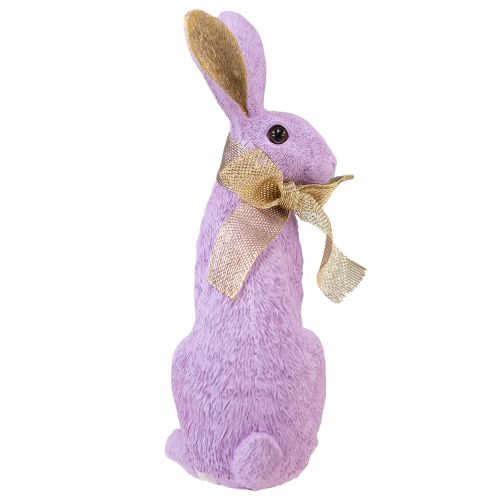 Floristik24 Décoration de lapin de Pâques, lapin violet et doré, figurine décorative assise H25cm