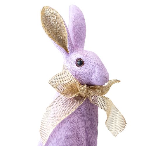 Floristik24 Décoration de lapin de Pâques, lapin violet et doré, figurine décorative assise H25cm