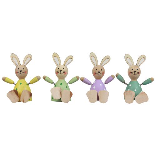 Floristik24 Lapins de Pâques lapins en bois colorés décoration de table à pois H8cm 4 pcs