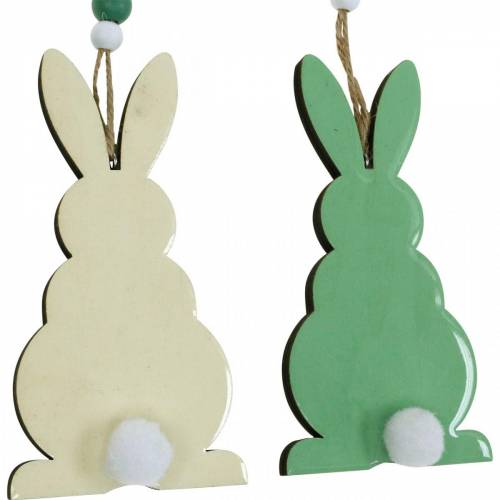 Article Lapins de Pâques à suspendre, décorations de printemps, pendentifs, lapins décoratifs vert, blanc 3pcs