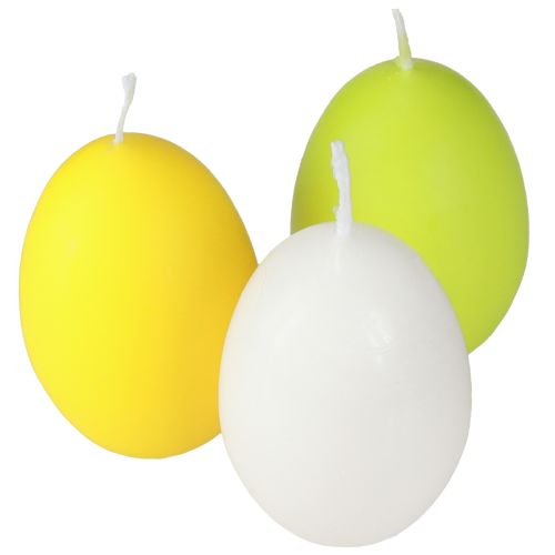 Floristik24 Bougies de Pâques bougies œuf vert orange blanc H6cm Ø2.5cm 30pcs