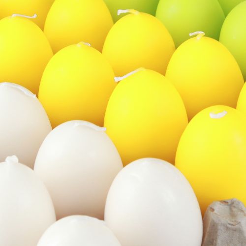 Article Bougies de Pâques bougies œuf vert orange blanc H6cm Ø2.5cm 30pcs