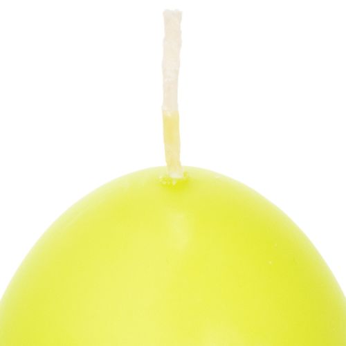 Article Bougies de Pâques en forme d'œuf, vert citron, 9 cm, 20 cm de hauteur, lot de 6