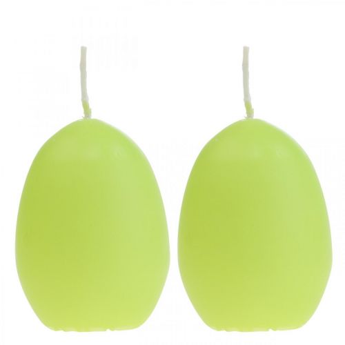 Floristik24 Bougies de Pâques en forme d&#39;oeuf, bougies oeuf Pâques lime Ø4.5cm H6cm 6pcs