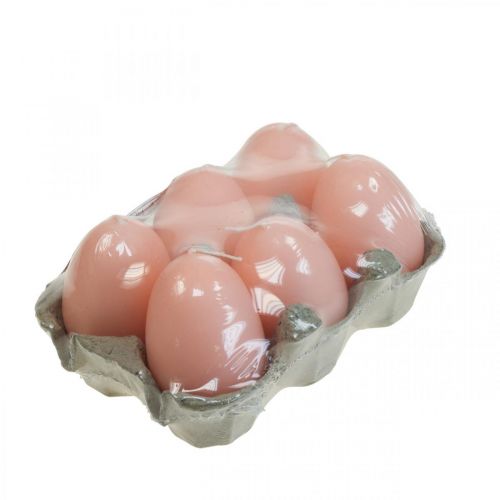 Floristik24 Bougies de Pâques forme d'oeuf, bougies oeuf Pâques Pêche Ø4.5cm H6cm 6pcs
