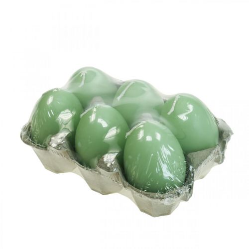 Floristik24 Bougies de Pâques forme d&#39;oeuf, bougies oeuf Pâques vert Ø4.5cm H6cm 6pcs