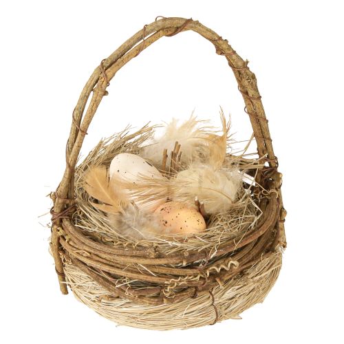 Article Panier de Pâques avec oeufs de caille panier d&#39;oeufs artificiel vignes Ø12cm 2 pcs