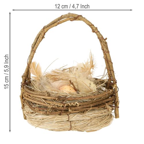 Article Panier de Pâques avec oeufs de caille panier d&#39;oeufs artificiel vignes Ø12cm 2 pcs