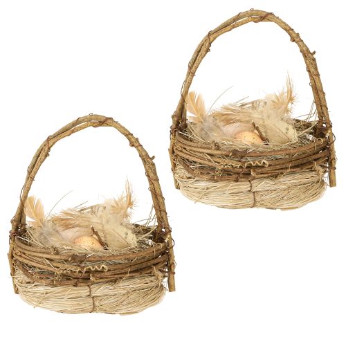 Article Panier de Pâques avec oeufs de caille panier d&#39;oeufs artificiel vignes Ø12cm 2 pcs