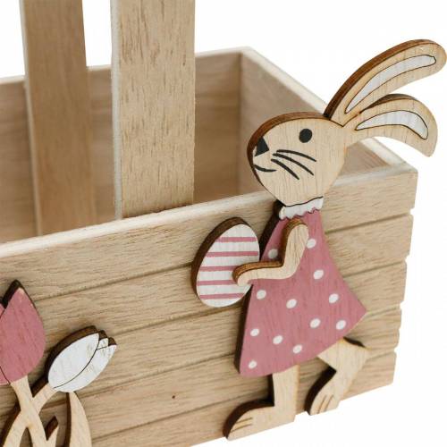 Floristik24 Panier de Pâques avec lapins Décorations de Pâques à suspendre Décoration de printemps nid de Pâques 2pcs