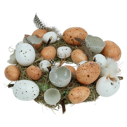 Floristik24 Couronne de Pâques avec oeufs Ø24cm nature, blanc