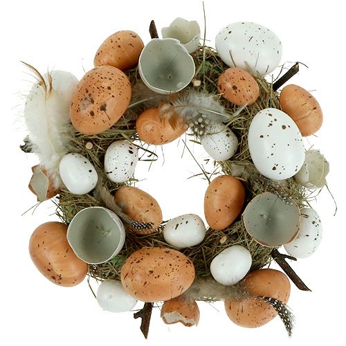 Floristik24 Couronne de Pâques avec oeufs Ø24cm nature, blanc