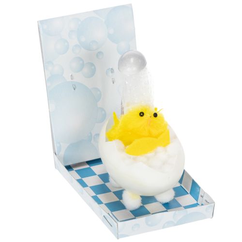 Décoration de Pâques : poussin en chenille dans la baignoire, jaune, 9 cm