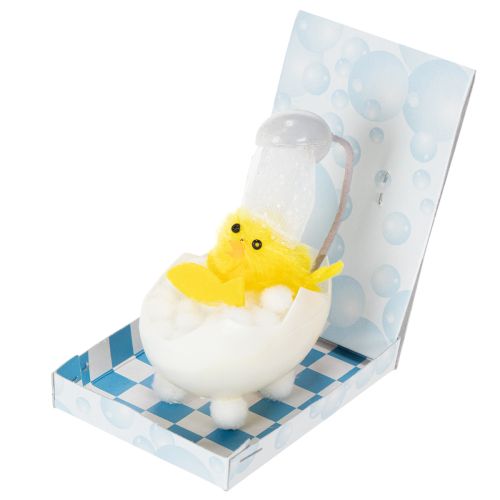 Article Décoration de Pâques : poussin en chenille dans la baignoire, jaune, 9 cm