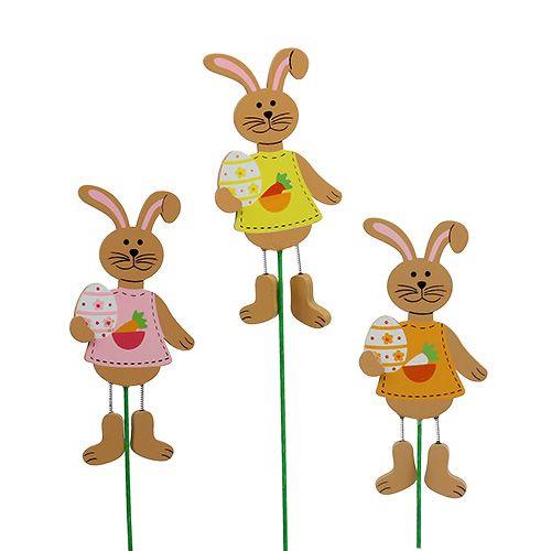 Floristik24 Plug de Pâques lapins avec oeuf 12cm L29cm 15 pcs