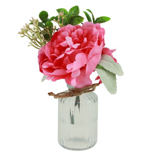 Floristik24 Décoration pivoine dans le vase décoration de table rose d&#39;été 20cm