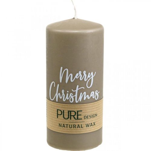Floristik24 PURE bougies pilier Merry Christmas 130/60mm cire marron 4pcs