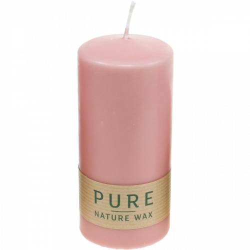 Article Bougie pilier PURE 130/60 bougie décorative rose cire naturelle