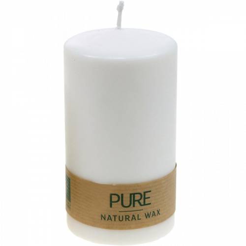 Floristik24 Bougie pilier PURE 130/70 bougie en cire naturelle avec décoration bougie en cire de colza