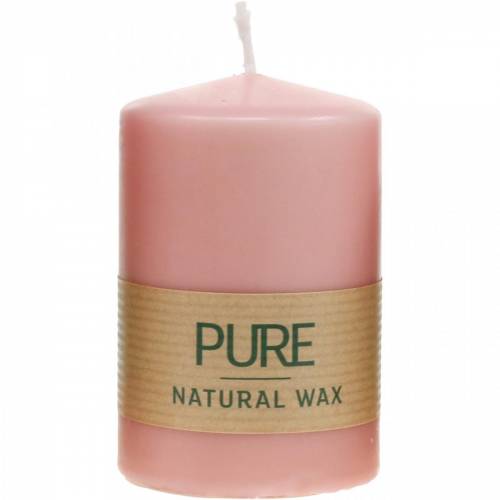 Article Bougie pilier PURE 90/60 bougie décorative rose décoration de bougie en cire naturelle durable