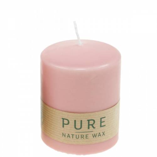 Article Bougie pilier PURE 90/70 bougie en cire naturelle rose décoration de bougie durable