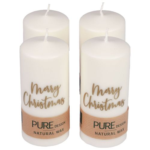 Blanc Pilier Design Bougies pour Noël Décoration Ensemble De 4