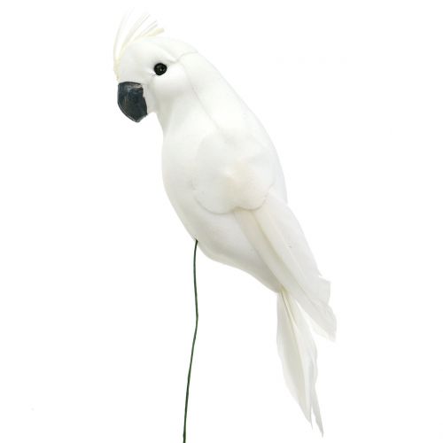 Floristik24 Perroquets avec des plumes Oiseau décoratif cacatoès artificiel blanc 4pcs