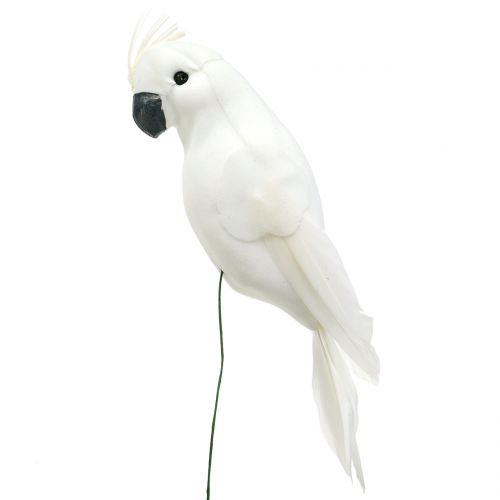 Perroquets avec des plumes Oiseau décoratif cacatoès artificiel blanc 4pcs