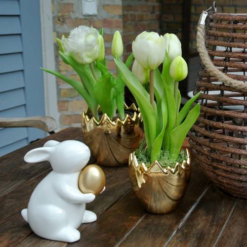 Floristik24 Tulipe perroquet en pot Blanc Real-Touch 23cm