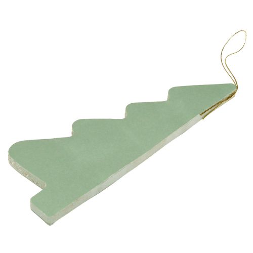 Article Sapin de Noël en papier menthe argenté pailleté H20cm 5 pcs