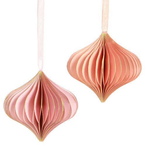 Floristik24 Décorations de Noël en papier oignon rose abricot Ø8cm 4 pcs