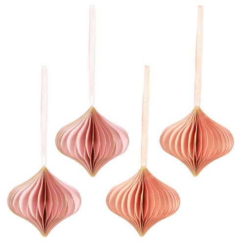 Article Décorations de Noël en papier oignon rose abricot Ø8cm 4 pcs