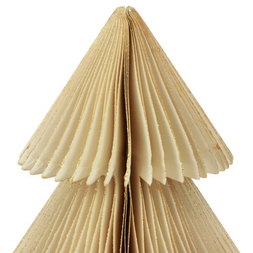 Article Papier Sapin de Noël en papier Sapin de Noël crème doré H30cm