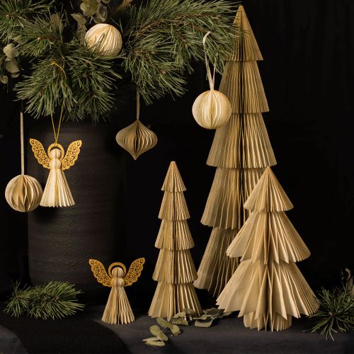 Floristik24 Papier sapin de Noël en papier sapin de Noël crème, doré H60cm