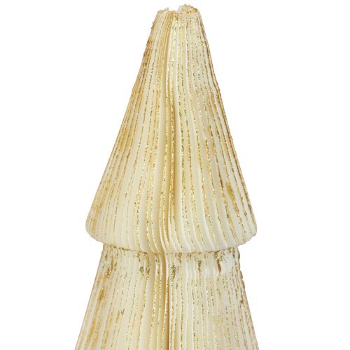 Floristik24 Sapin de Noël en Papier Petit Or Blanc H30cm
