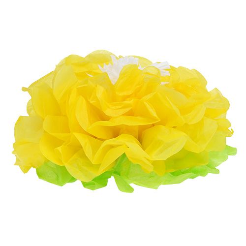 Floristik24 Fleur en papier Ø28cm à suspendre vert-jaune