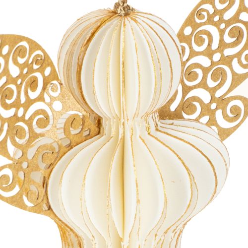 Article Décorations d&#39;arbre de Noël en papier, pendentifs anges, blanc et or, 12 cm, lot de 4