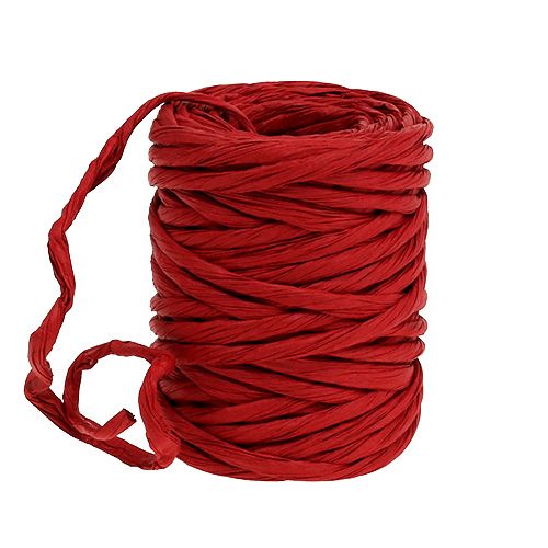 Floristik24 Cordon de papier 6mm 23m rouge