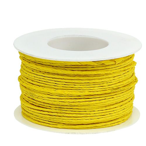 Floristik24 Cordon papier fil enroulé Ø2mm 100m jaune