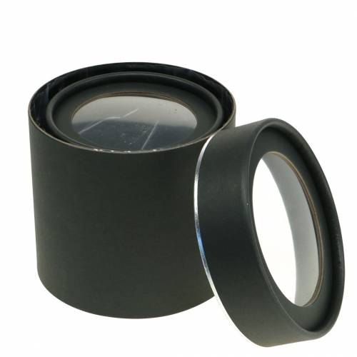 Article Boîte à fleurs ronde carton noir, argent Ø10/12cm lot de 2