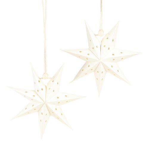 Article Pendentif de Noël décoratif étoile en papier blanc Ø10cm 8 pièces