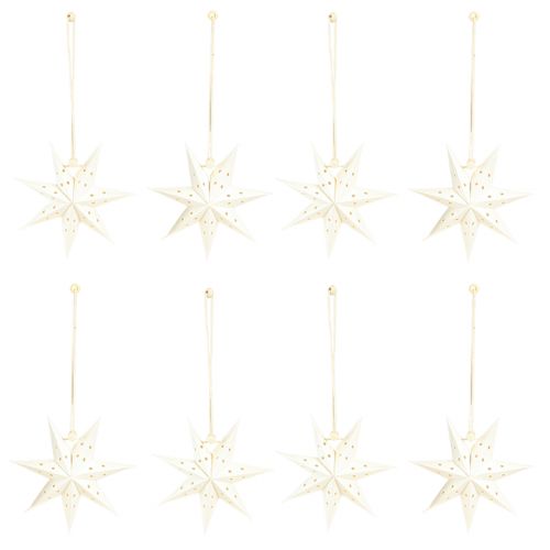 Article Pendentif de Noël décoratif étoile en papier blanc Ø10cm 8 pièces
