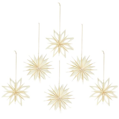 Article Décorations d'arbre étoiles en papier étoiles or blanc Ø15cm 6 pcs