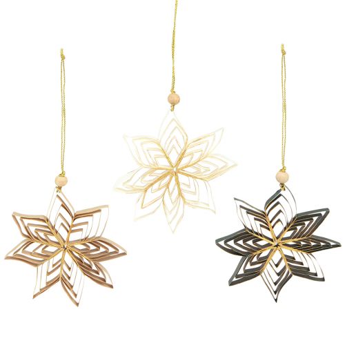 Étoiles en papier décorations pour sapin de Noël blanc marron vert 10cm 6 pcs