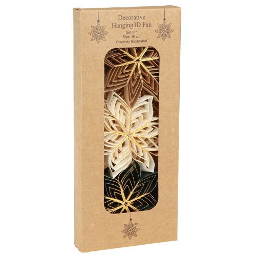 Article Étoiles en papier décorations pour sapin de Noël blanc marron vert 10cm 6 pcs