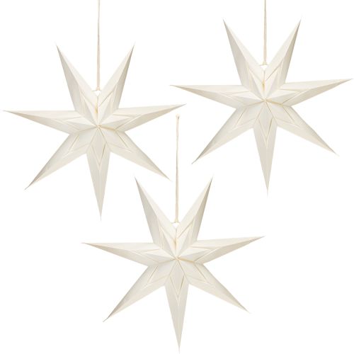 Article Étoiles en papier style scandinave, étoile de Noël crème et blanc, 45 cm, lot de 3