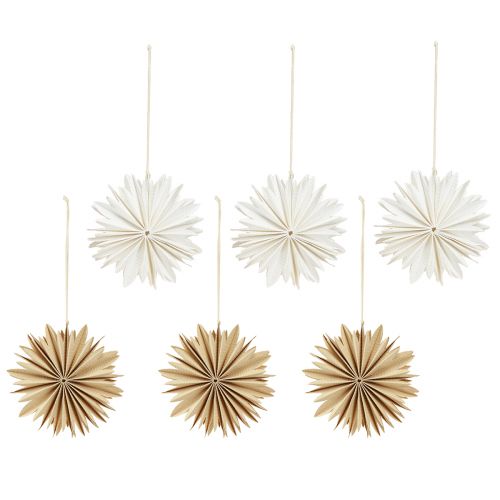 Article Étoiles en papier pour décorations d'arbre suspendues blanc naturel 16cm 6 pcs